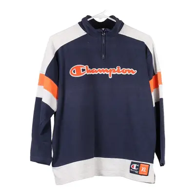 Age 13-14 Champion Spellout 1/4 Zip - XL Navy Cotton Blend