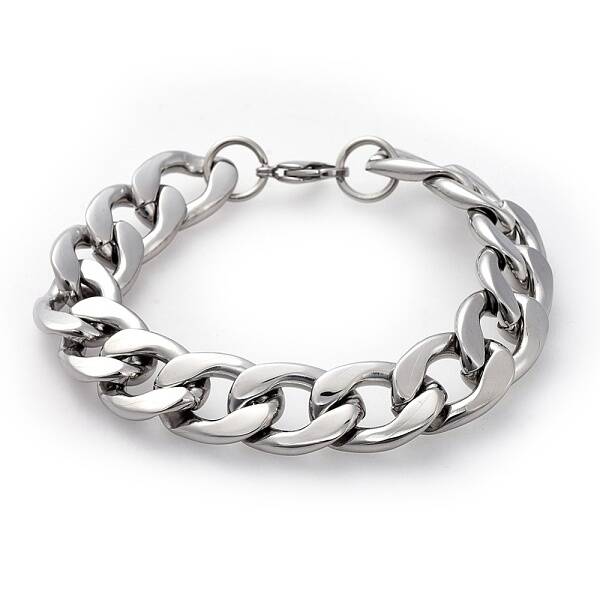 Non-Tarnish Men's 304 Stainless Steel Curb Chain Bracelets