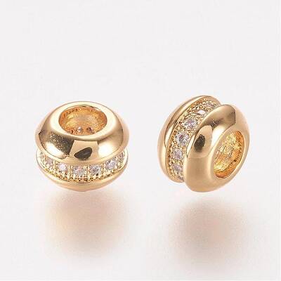 Brass Micro Pave Cubic Zirconia Beads