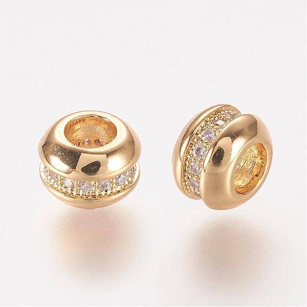 Brass Micro Pave Cubic Zirconia Beads