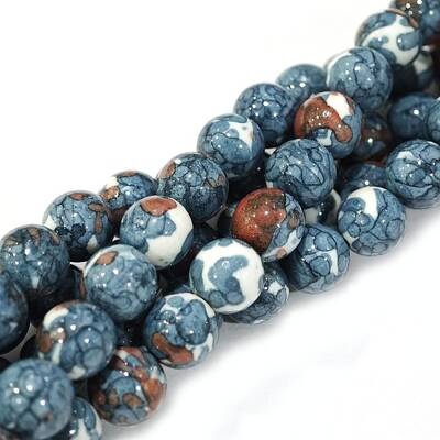 Synthetic Ocean White Jade Round Bead Strands
