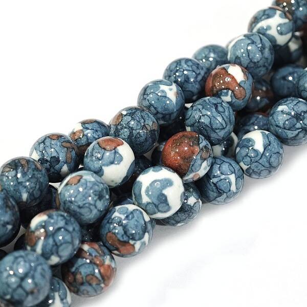 Synthetic Ocean White Jade Round Bead Strands