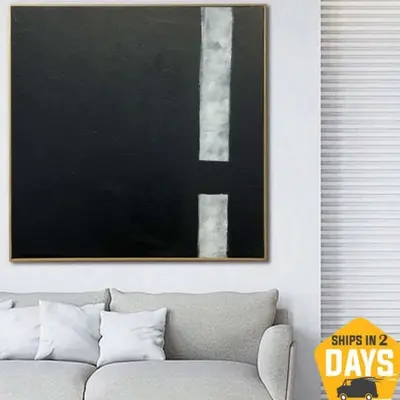 Abstract Black And White Wall Art Canvas Original Fine Art Heavy Textured Painting Minimalist Art for Aesthetic Room Decor | ...