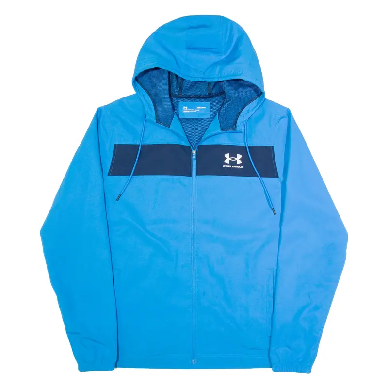 UNDER ARMOUR Mesh Lined Loose Fit Mens Track Jacket Blue Hooded M