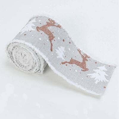 Christmas Theme Wired Linen Ribbon