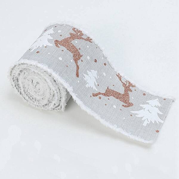 Christmas Theme Wired Linen Ribbon