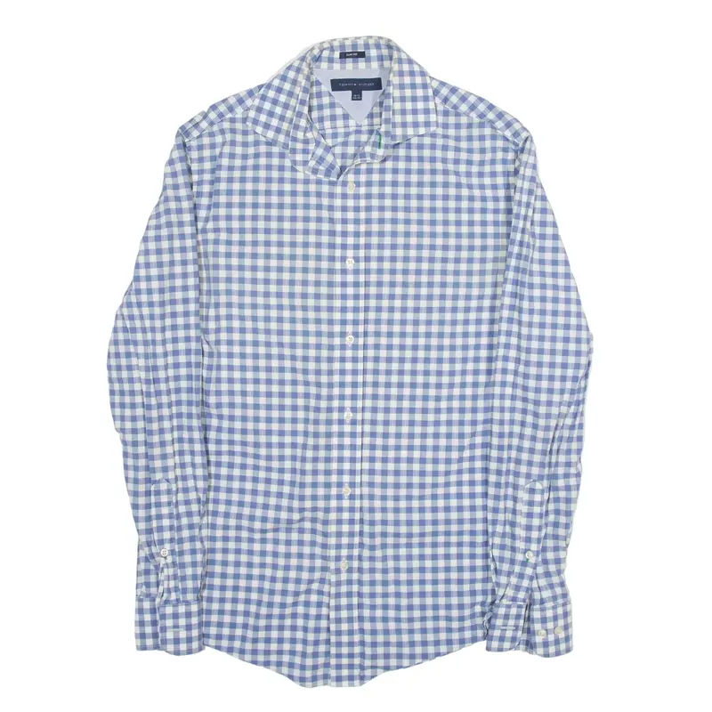TOMMY HILFIGER Slim Fit Shirt Blue Gingham Long Sleeve Mens M