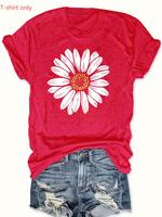 Women's Floral Print Round Neck Tee, Casual Short Sleeve Crew Neck T-shirt for Daily Wear, Ladies Clothes for All Seasons, To...