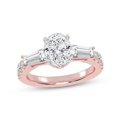14K Rose Gold 1 to 3.5 CT. T.W Round Cut Lab Created Diamond Engagement Ring D VVS1-VS1 Clarity 3EX IGI Certified