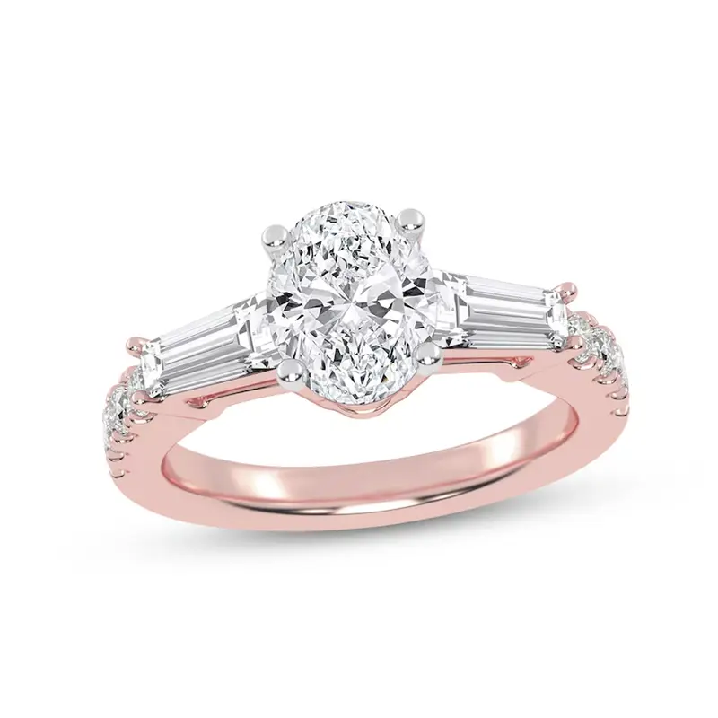 14K Rose Gold 1 to 3.5 CT. T.W Round Cut Lab Created Diamond Engagement Ring D VVS1-VS1 Clarity 3EX IGI Certified