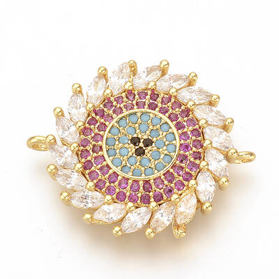 Brass Micro Pave Cubic Zirconia Links