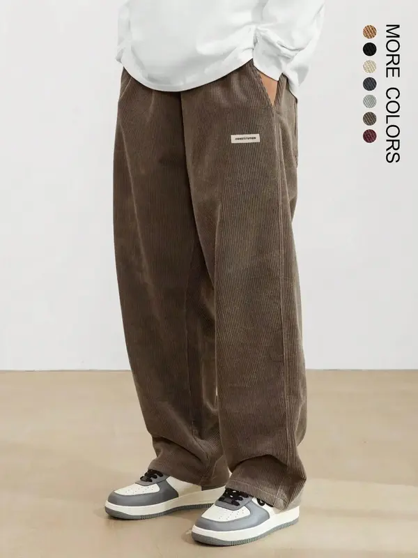 Unisex Loose Solid Patched Drawstring Waist Pants, Summer Outfits 2024, Men's Casual Comfy Straight Leg Trousers For Summer, ...