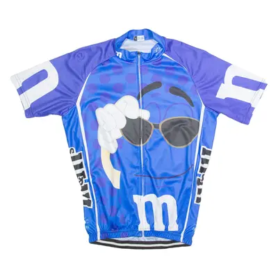 Cycling Zip Up Mens Jersey Blue High Neck M