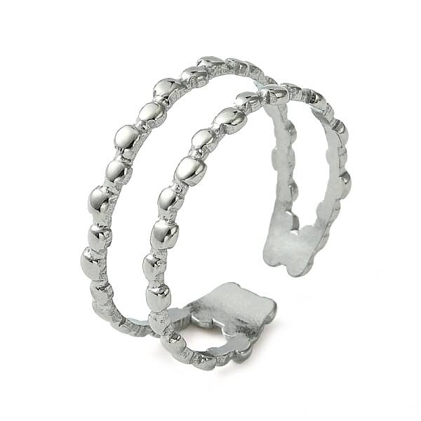 Non-Tarnish 304 Stainless Steel Double Lines Open Cuff Ring
