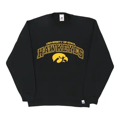 University of Iowa Hawkeyes Russell Athletic College Sweatshirt - Small Black Cotton Blend
