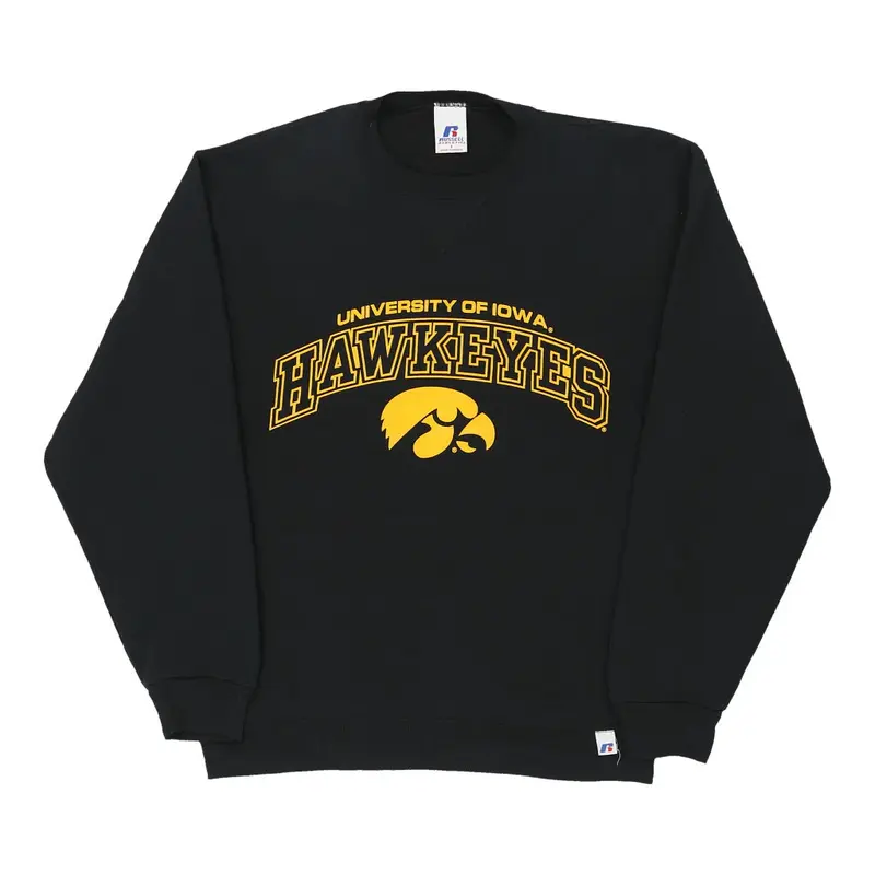 University of Iowa Hawkeyes Russell Athletic College Sweatshirt - Small Black Cotton Blend
