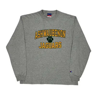 Ashwaubenon Jaguars Champion Long Sleeve T-Shirt - XL Grey Cotton Blend
