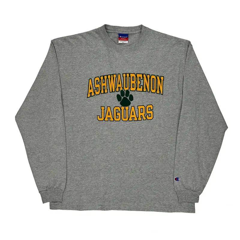 Ashwaubenon Jaguars Champion Long Sleeve T-Shirt - XL Grey Cotton Blend