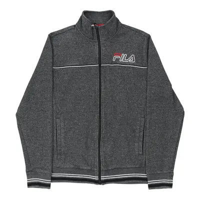 Fila Spellout Zip Up - Large Grey Cotton Blend
