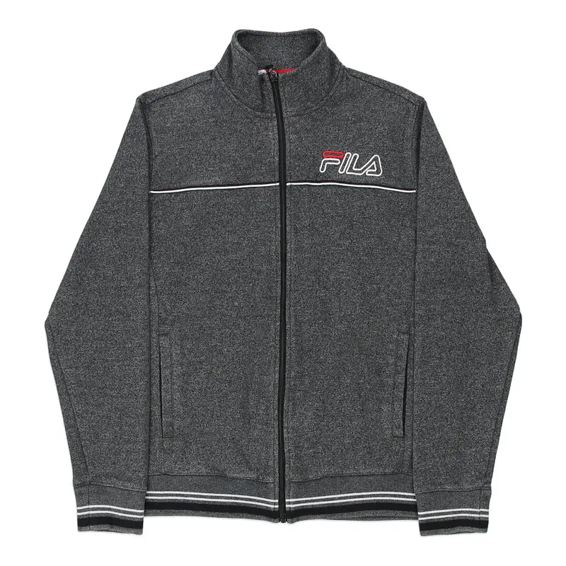 Fila Spellout Zip Up - Large Grey Cotton Blend