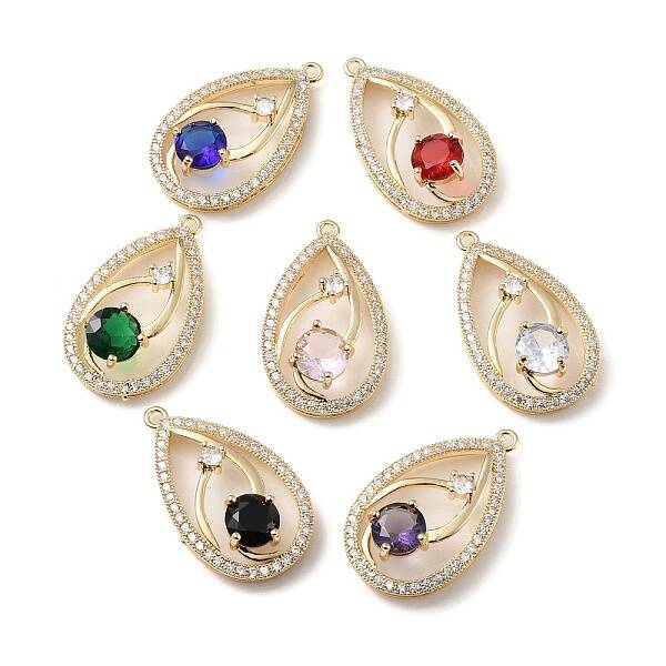 Brass with K9 Glass & Rhinestone Pendants
