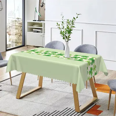 Fresh Light Green Clover St Patricks Day Tablecloth - Aperturee