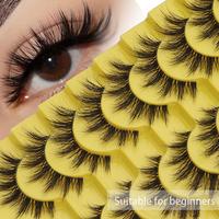 3D Natural Look False Eyelashes, 10 Pairs/tray Wispy Faux Cluster Lashes, Volumized False Eyelashes for Women and Girls Eye M...