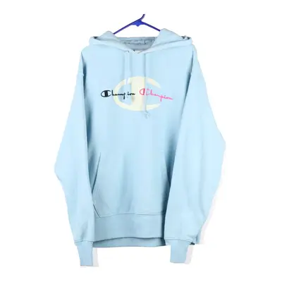 Champion Spellout Sweatshirt - Large Blue Cotton Blend