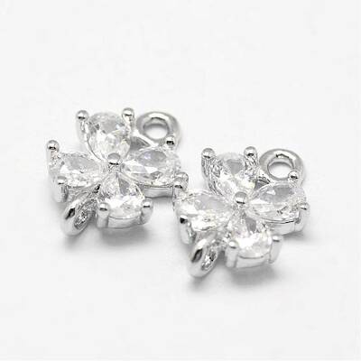 Flower Brass Micro Pave Cubic Zirconia Links