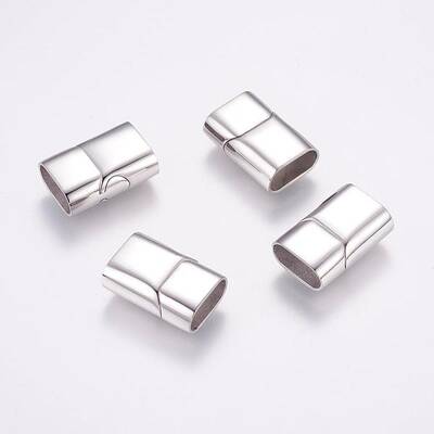 Tarnish Resistant Rectangle 304 Stainless Steel Magnetic Clasps with Glue-in Ends