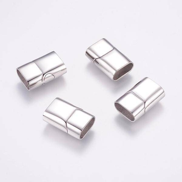 Tarnish Resistant Rectangle 304 Stainless Steel Magnetic Clasps with Glue-in Ends