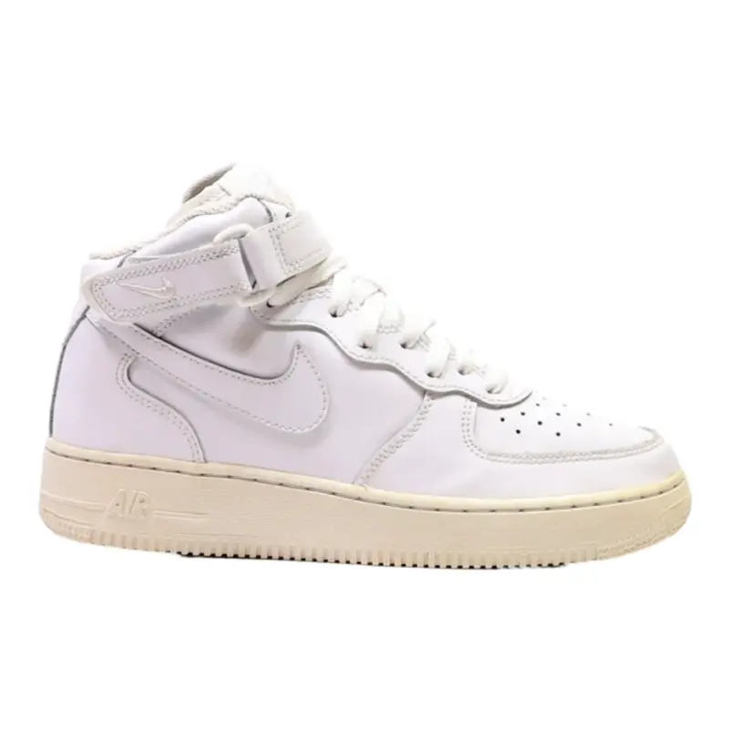 NIKE Air Force 1 2021 High Top Trainers White Leather Girls UK 5.5