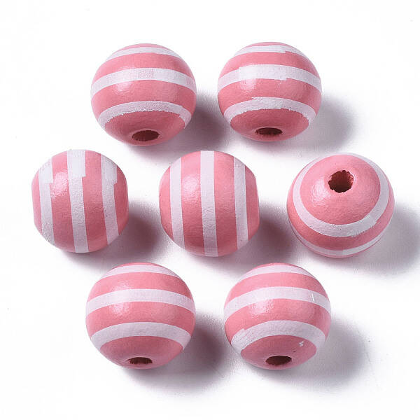 Painted Natural Wood European Beads