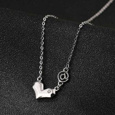 925 Sterling Silver Pave Clear Cubic Zirconia Heart Pendant Necklaces for Women