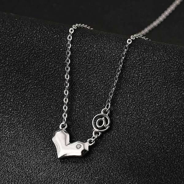 925 Sterling Silver Pave Clear Cubic Zirconia Heart Pendant Necklaces for Women