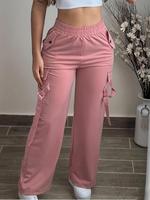 Women's Plain Flap Pocket Cargo Pants, Casual Streetwear Trousers for Daily Wear, Ladies Bottoms for Summer
