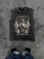 Men's Vintage Graphic Print Round Neck Tank Top, Regular Fit Casual Sleeveless Top for Summer, Men's Top for Daily Wear, Cott...