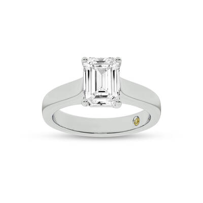 Bold Cross Prong Emerald Cut Lab Grown Diamond Solitaire Ring | 18K White Gold 1 1/2 CT. TW.