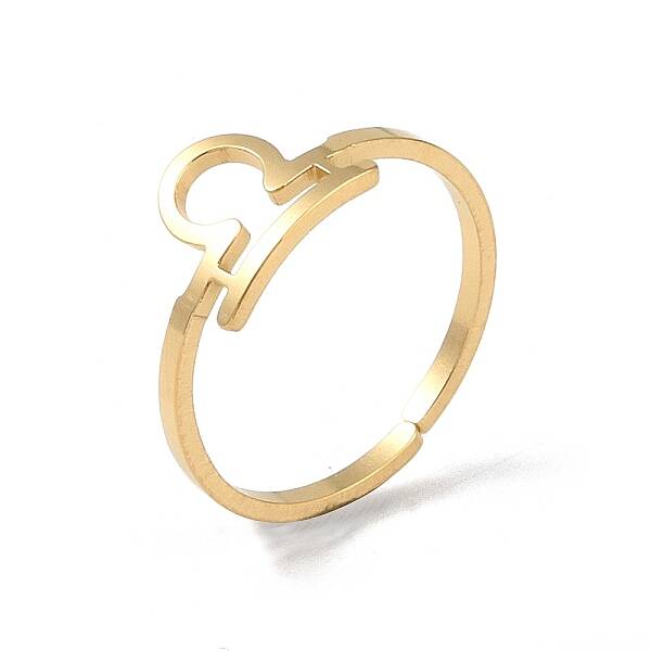 Real 18K Gold Plated 304 Stainless Steel Adjustable Finger Ring