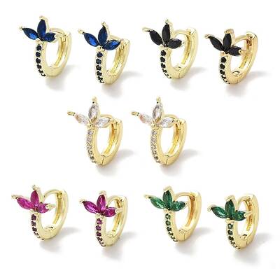 Brass Pave Cubic Zirconia Hoop Earrings