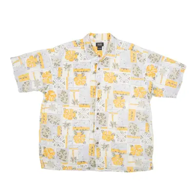 BASS Hawaiian Shirt Blue Floral Short Sleeve Mens L