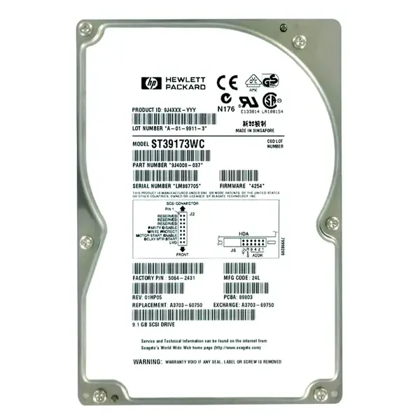 9J4008-037 Seagate 9.1GB Ultra WIDE SCSI 7200 3.5-inch 512KB Hard Drive