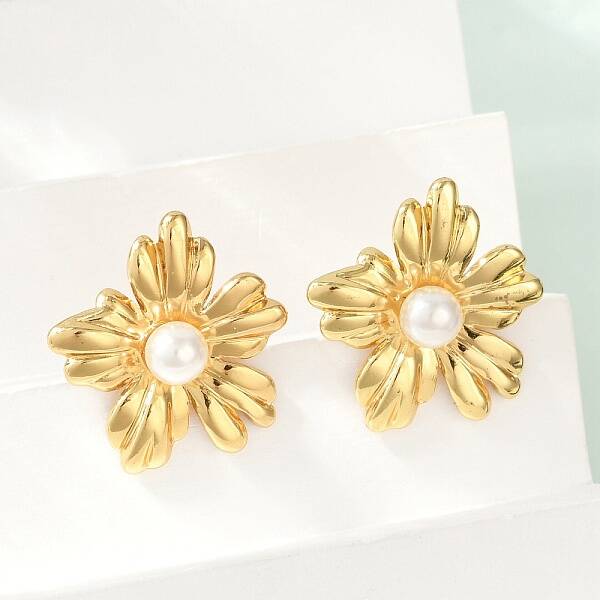304 Stainless Steel ABS Plastic Pearl Stud Earrings for Women