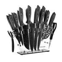Kitchen Knife Set with Block, 19 PCS High Carbon Stainless Steel Sharp Serrated Steak Knives Set, Chef Knives, Bread Knife, S...