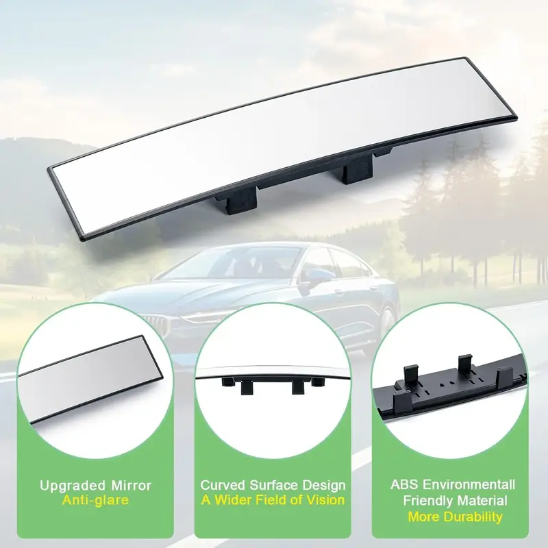 11.81 Inch Panoramic Convex real view Mirror, Interior Clip-on Wide Angle to Reduce Blind Spot Effectively for Car SUV Trucks...