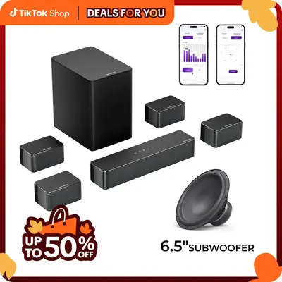 ULTIMEA Poseidon D70 7.1 Surround Sound System: Adjustable Subwoofer, Bluetooth, Ideal for TV, Home Theater & PC Gaming, Summ...