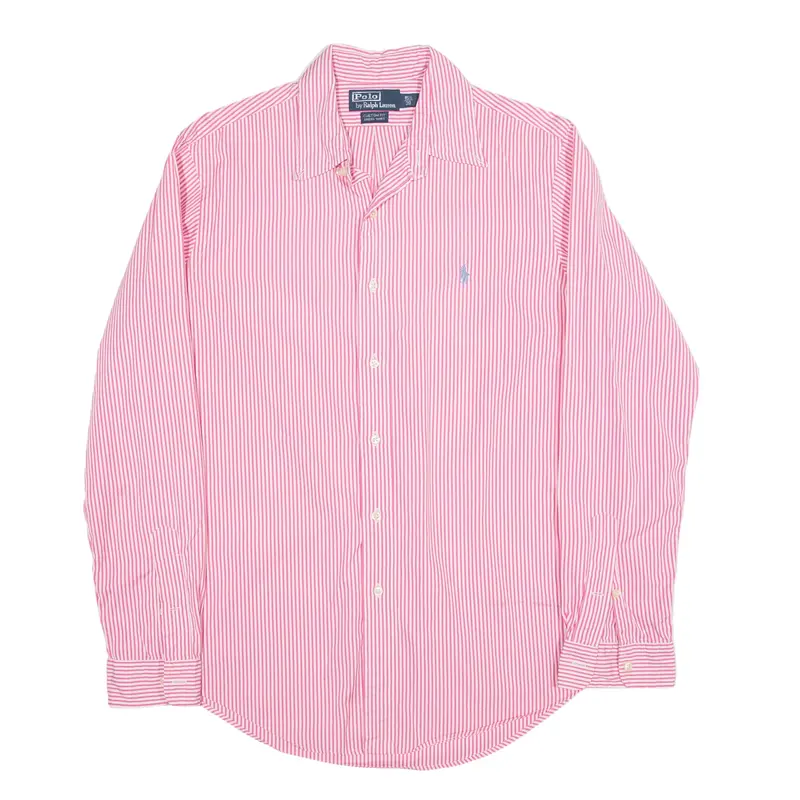 POLO RALPH LAUREN Shirt Pink Striped Long Sleeve Mens L