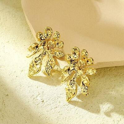 304 Stainless Steel Flower Stud Earrings for Women