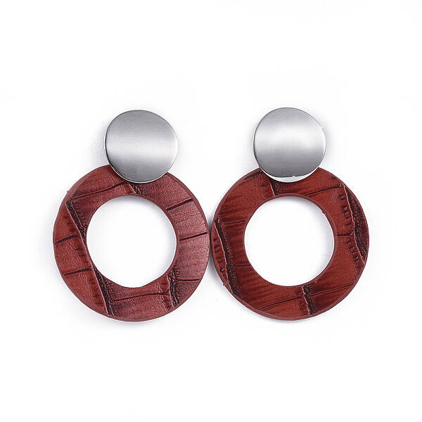 PU Leather Dangle Stud Earrings