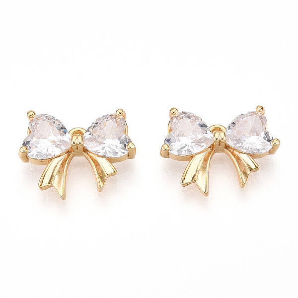 Brass Pave Clear Cubic Zirconia Charms